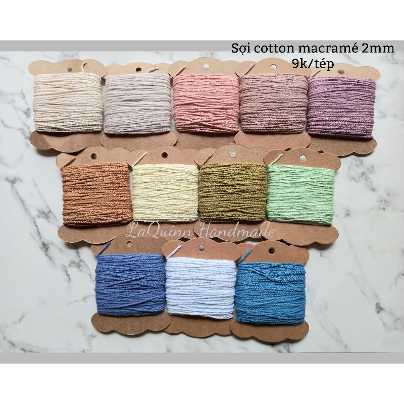 Sợi cotton 1mm tết vòng, thắt macramé, trang trí handmade