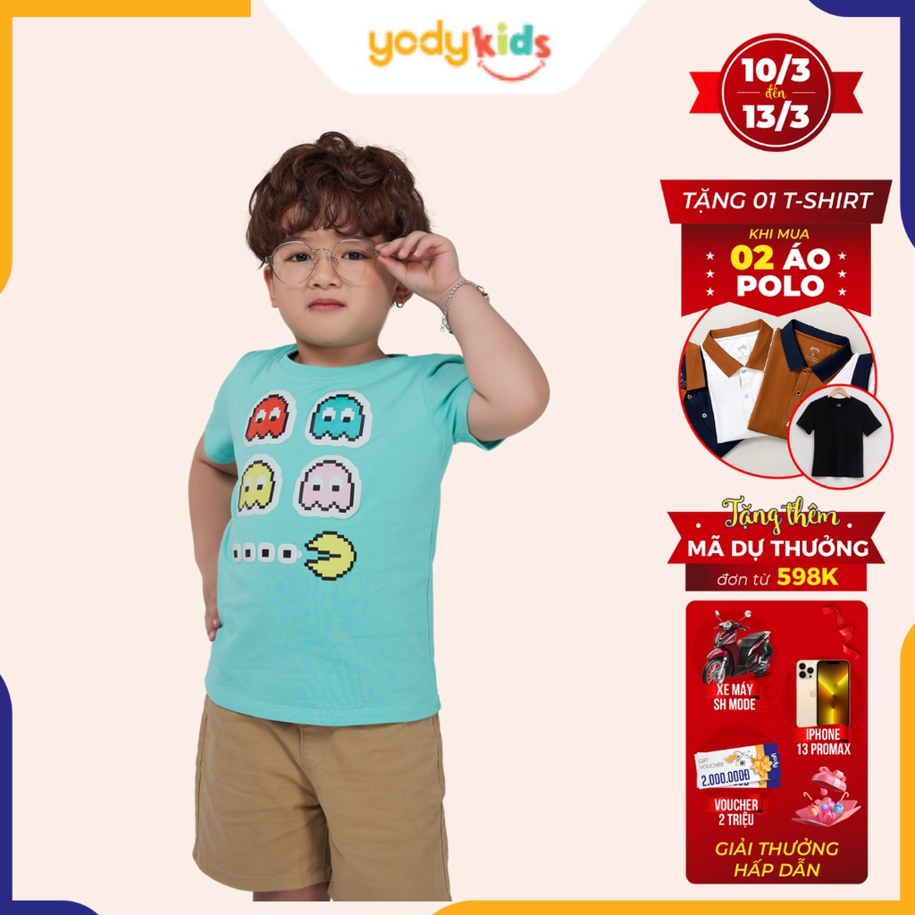 Áo thun trẻ em YODY vải cotton mềm mịn, thoáng mát in hình hoạt hình TSK5201