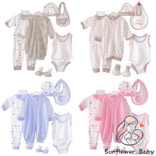 Set 8 món đồ cotton dành cho trẻ sơ sinh từ 0-3 tháng tuổi 4 màu