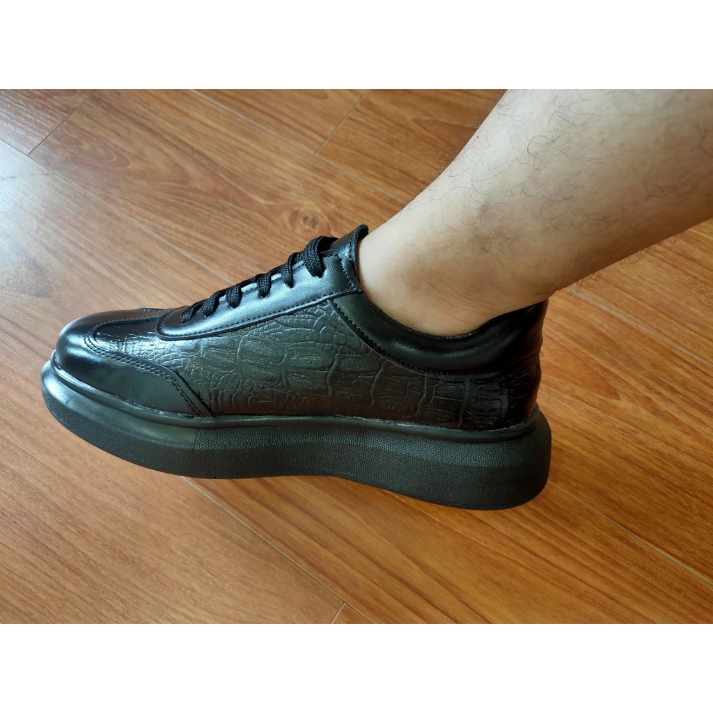 [Full Box ] Giầy Nam FREESHIP Giầy thể thao sneaker Nam Full đen vân cá sấu cá tính mẫu mới mcq 2021