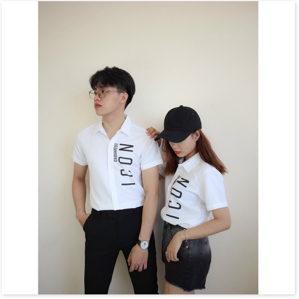 Áo sơ mi in thêu ngăn tay nam nữ cực đẹp , dành cho giới trẻ KME FASHION