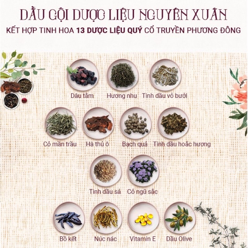 Dầu gội Nguyên Xuân Bồng bềnh hương hoa chai 350ml dành cho tóc dầu, tóc bết