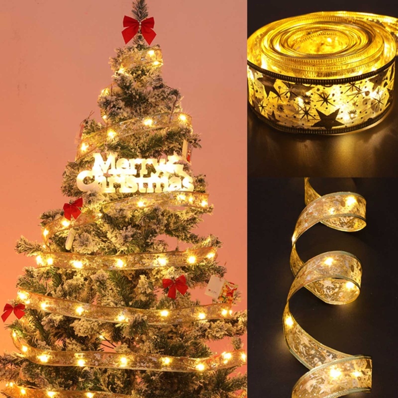 Dây Ruy Băng Đèn Led Trang Trí Cây Thông Noel