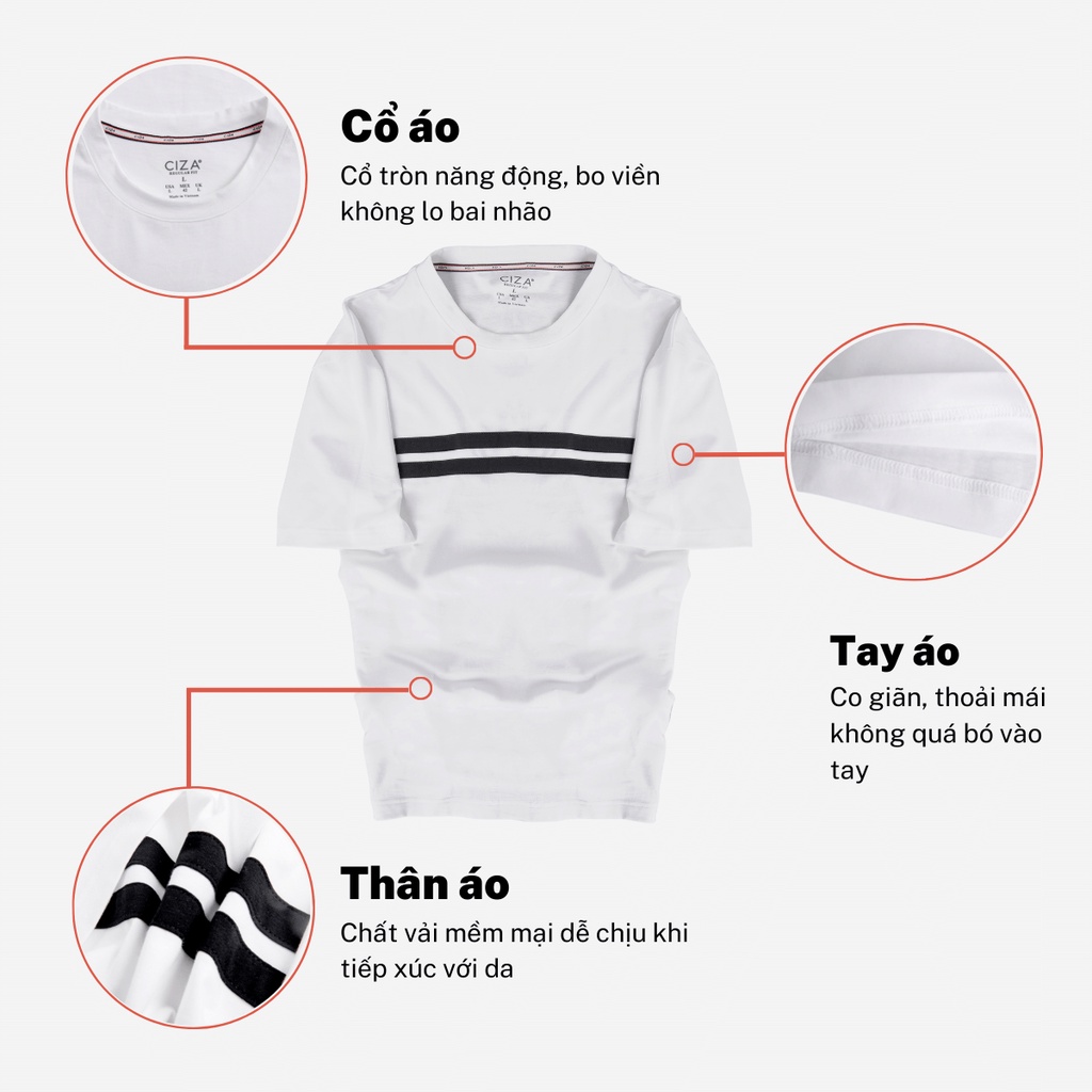 Áo thun nam cổ tròn CIZA vải cotton co giãn mặc thoáng mát thấm hút mồ hôi size S M L XL  ATNR65