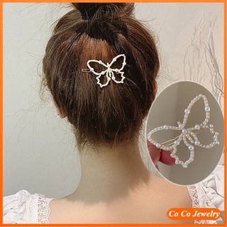 Kẹp Tóc Hợp Kim Hình Bướm Đính Ngọc Trai Mô Phỏng Xinh Xắn
