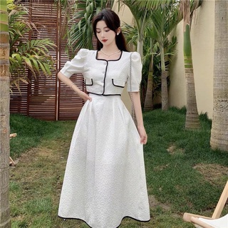 Set váy trắng viền đen tiểu thư sang trọng