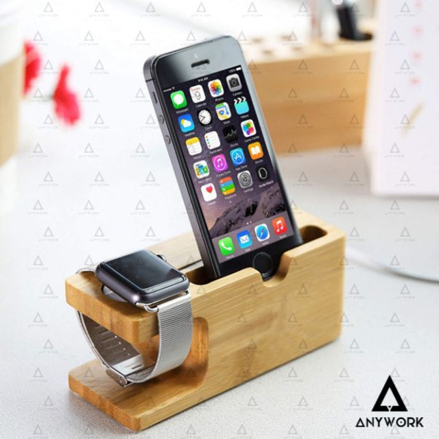 Dock sạc iphone apple what để bàn bằng gỗ tre đẳng cấp ANYWORK