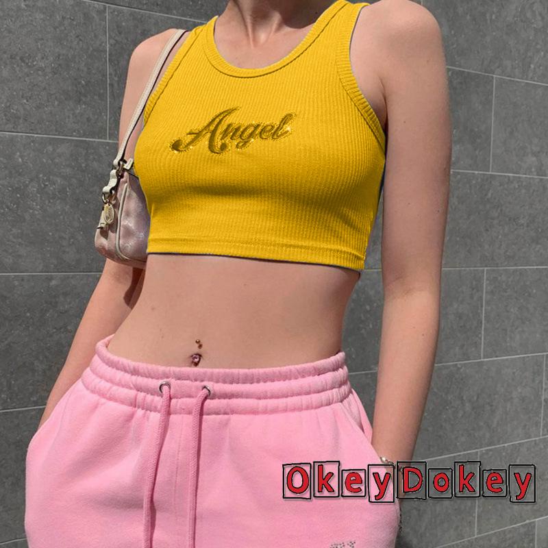 Áo Thun Không Tay Cổ Tròn In Chữ Thời Trang Gợi Cảm Cho Nữ