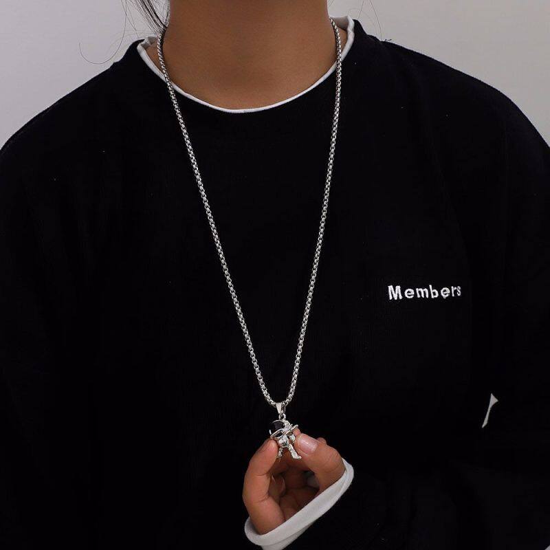 Vòng cổ mặt hình phi hành gia Hàn Quốc JP6 bằng thép không gỉ