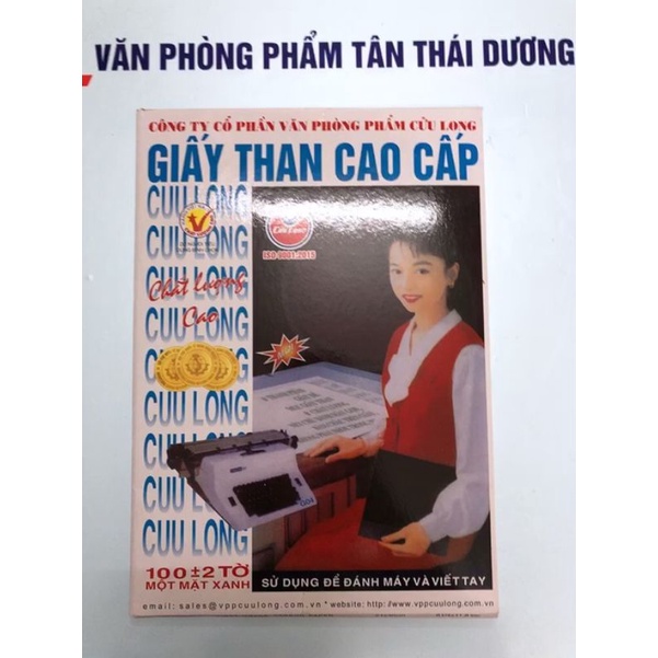 Giấy Than Xanh Cửu Long - Giấy Than Cao Cấp ( tập 100 tờ )