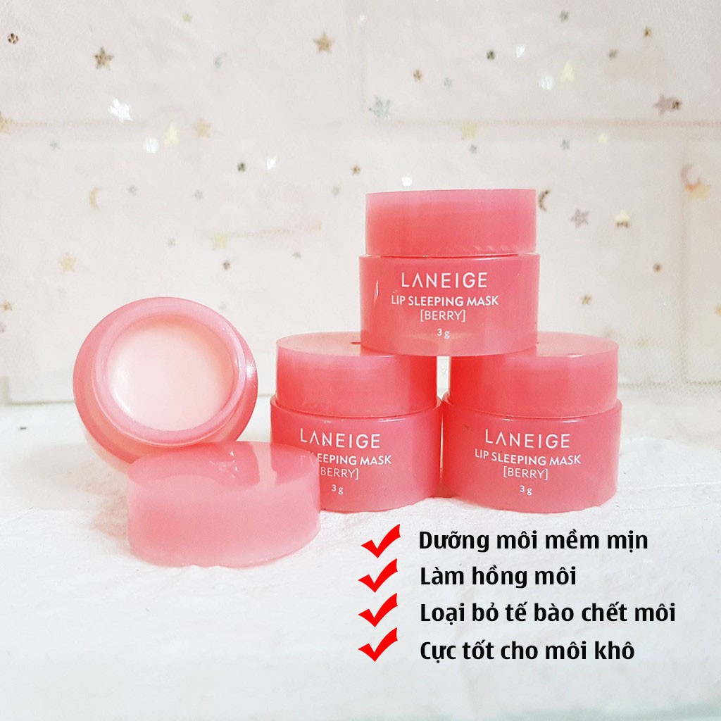 Combo mặt nạ ngủ môi + dưỡng ẩm da mặt (Vỏ Hồng/Xanh) Laneige Hàn Quốc mini size mẫu mới nhất | BigBuy360 - bigbuy360.vn