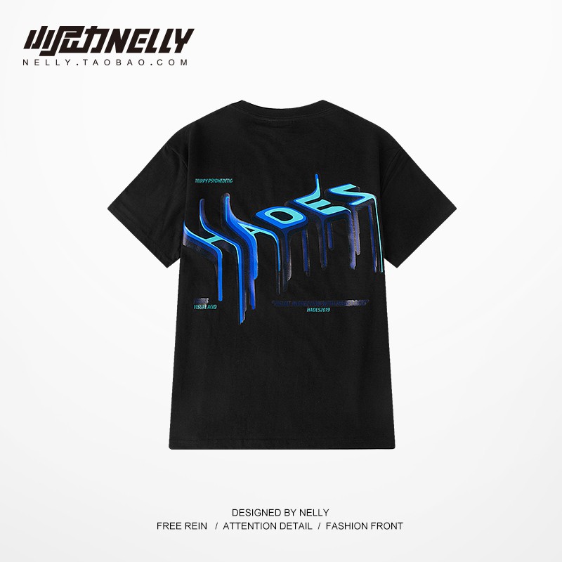 [FREESHIP](CÓ SẴN)HÀNG CHÍNH HÃNG Áo phông NELLYHEYBIG unisex tay lỡ ,áo thun dáng rộng hoạ tiết chữ 3D HADES .