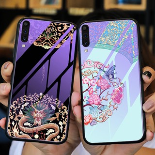 Ốp lưng Silicone kính cường lực in hình hoa cá rồng dạ quang đa kiểu cho Samsung Galaxy A50S A10s A30