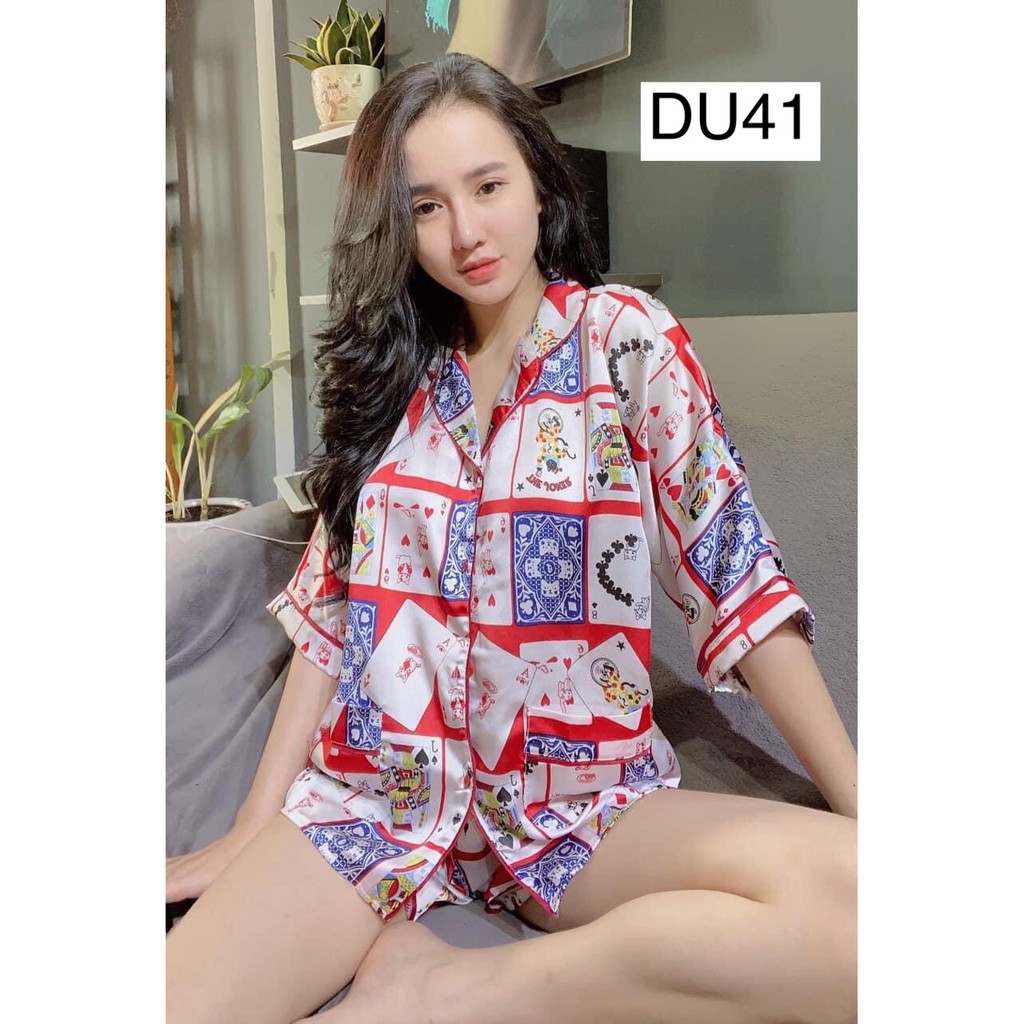 Set Pizama Nữ Mặc Nhà - Đồ Bộ Pijama Ngủ Đồ Bộ Ngủ Nữ Tay Dài Satin Cao Cấp Họa Tiết Sọc Phối Cảnh Siêu Sang_Hình Th