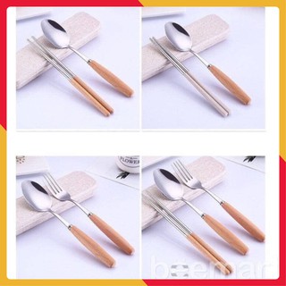  Bộ thìa dĩa lúa mạch cán gỗ cao cấp