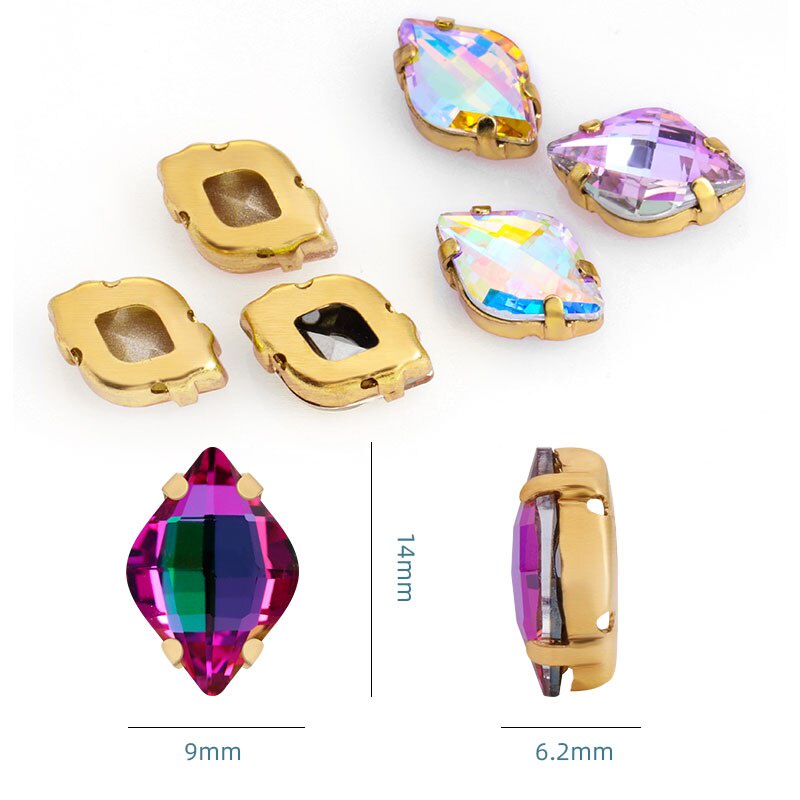 Hạt Cườm Hình Quả Chanh 9x14MM K9 Dùng Trang Trí Quần Áo