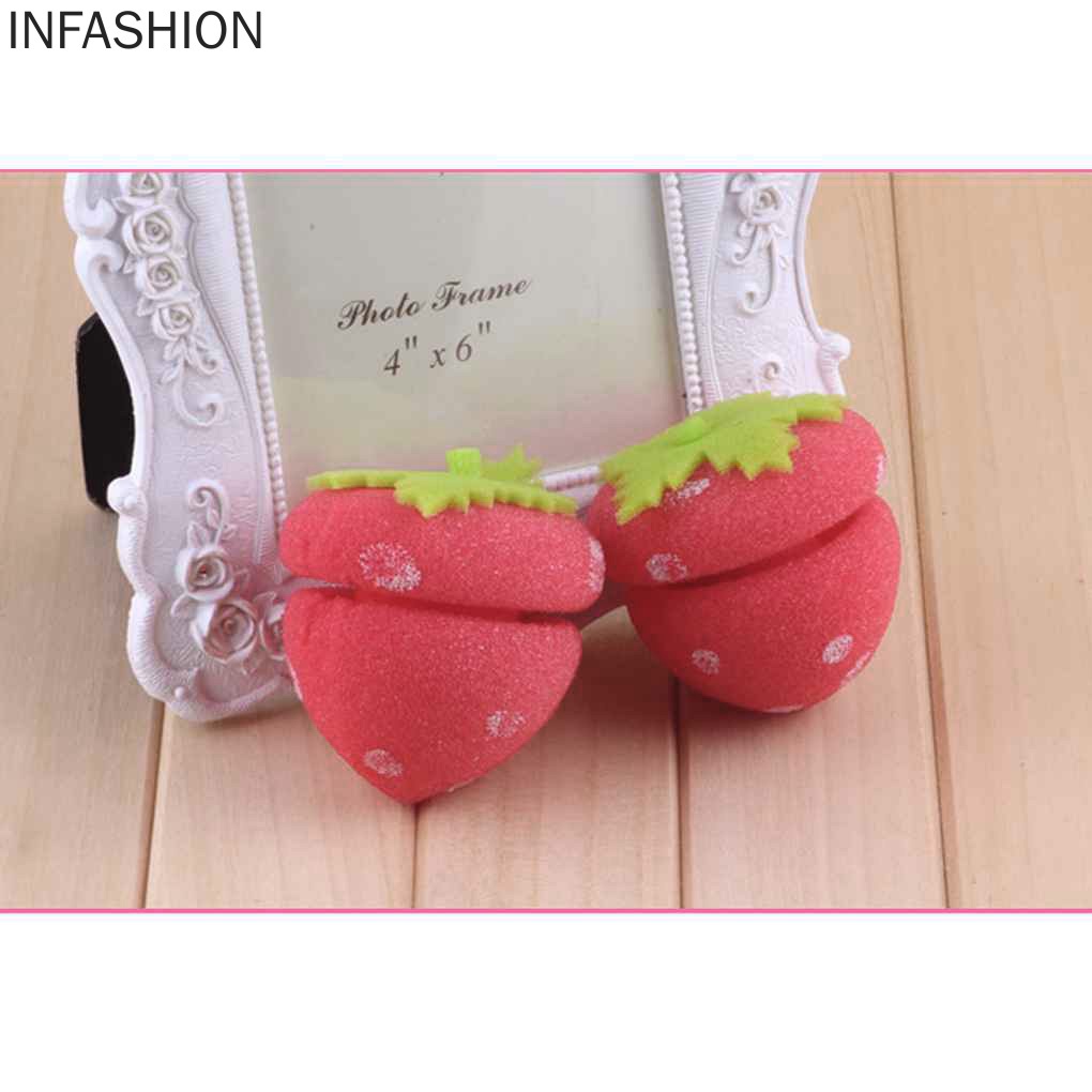 Bộ 6 dụng cụ uốn tóc hình tròn màu hồng bằng mút mềm mại tiện dụng cho nữ