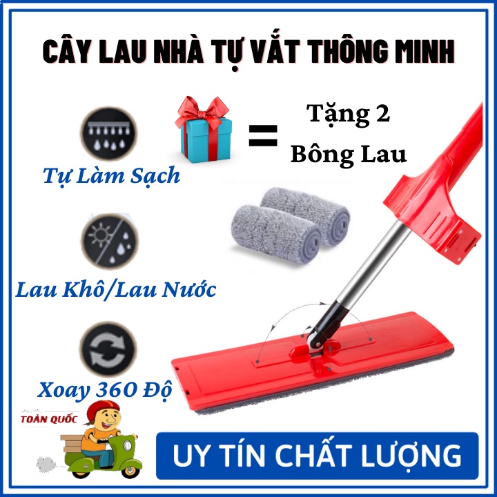 Cây lau nhà tự vắtChổi lau nhà thông minh, xoay 360 độ, sử dụng đơn giản, tiết kiệm thời gian, công sức⚡BH 12 tháng