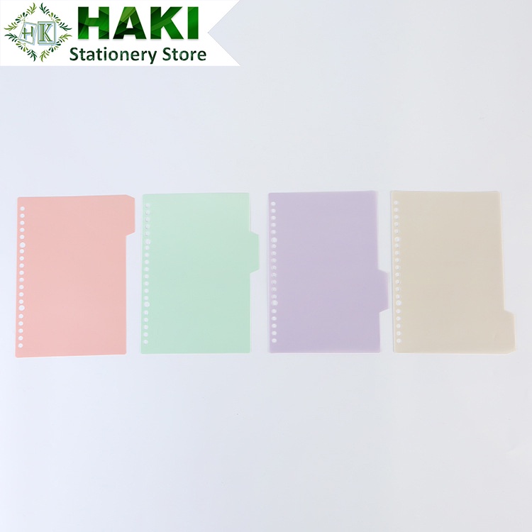 Tab phân trang HAKI chia trang chỉ mục set 4 tờ trơn màu pastel A5 B5 A4 20 26 30 lỗ dụng cụ văn phòng phẩm