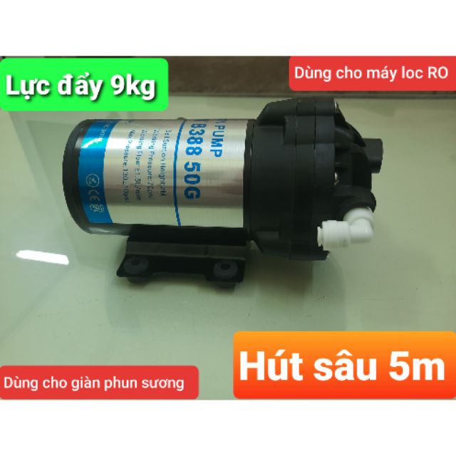 Bơm máy lọc nước RO và phun sương 24v- B8388 50G- Hút đẩy siêu khỏe lực hút 5m, áp đẩy 9 kg 30m-