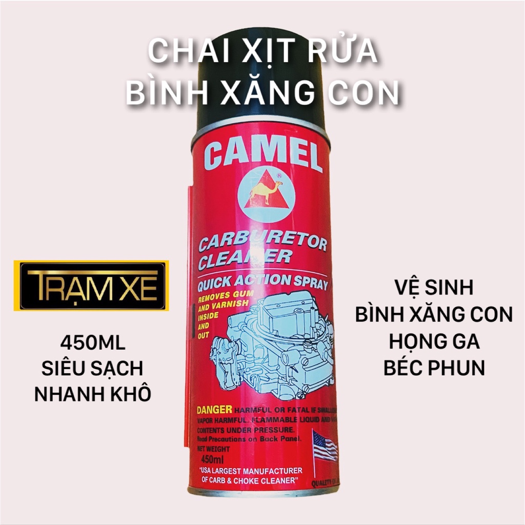 Chai Xịt Vệ Sinh Bình Xăng Con Họng Ga Xúc Rửa Chế Hòa Khí 450ml Camel Chính Hãng