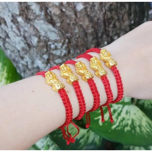 Vòng Tay Phong Thủy Tì Hưu May Mắn, Chỉ Đỏ Cầu Một Năm Bình An, Dây Đỏ Rút Không Phai Màu