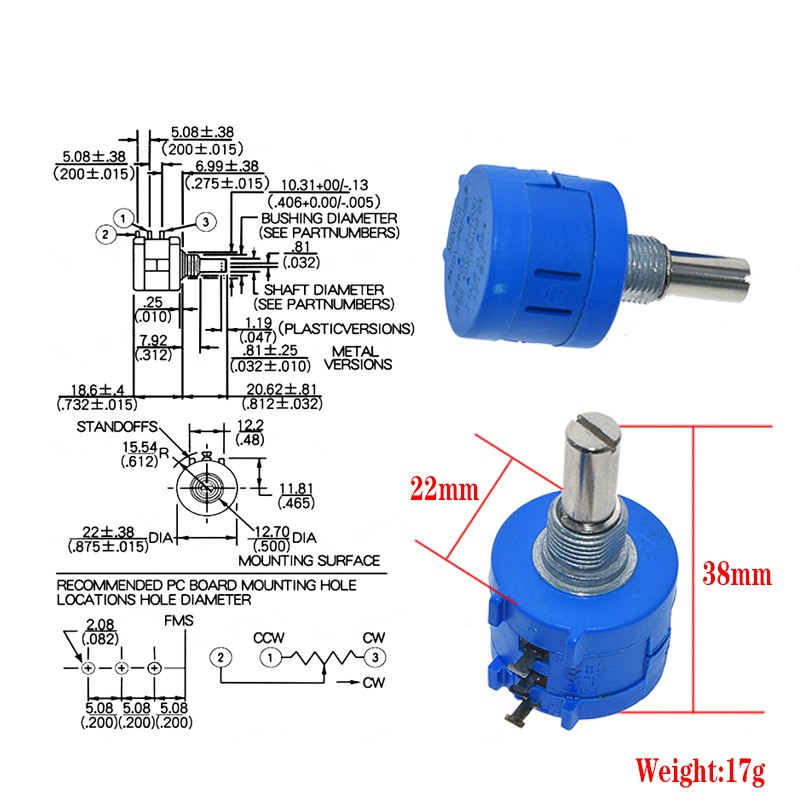Chiết áp 3590s 500 1K 2K 5K 10K 20K 50K 100K ohm 3590 102 202 502 103 chất lượng cao