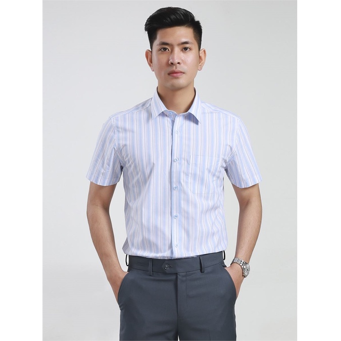 Áo sơ mi nam ngắn tay Aristino TAG 725K  sợi sồi mềm mát-tà bằng-from regular-