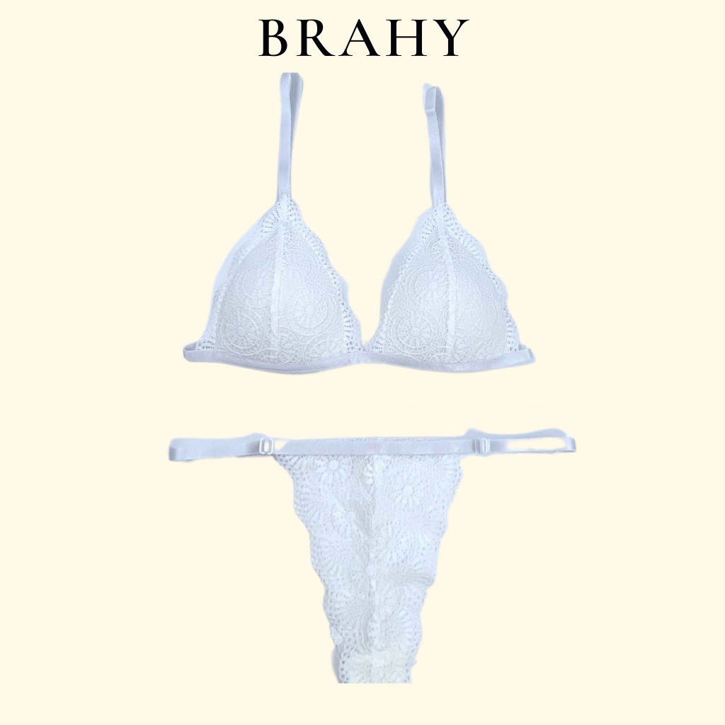 Bộ đồ lót nữ ren sexy trắng đơn giản có mút hàng thiết kế siêu cấp BRAHY một 023