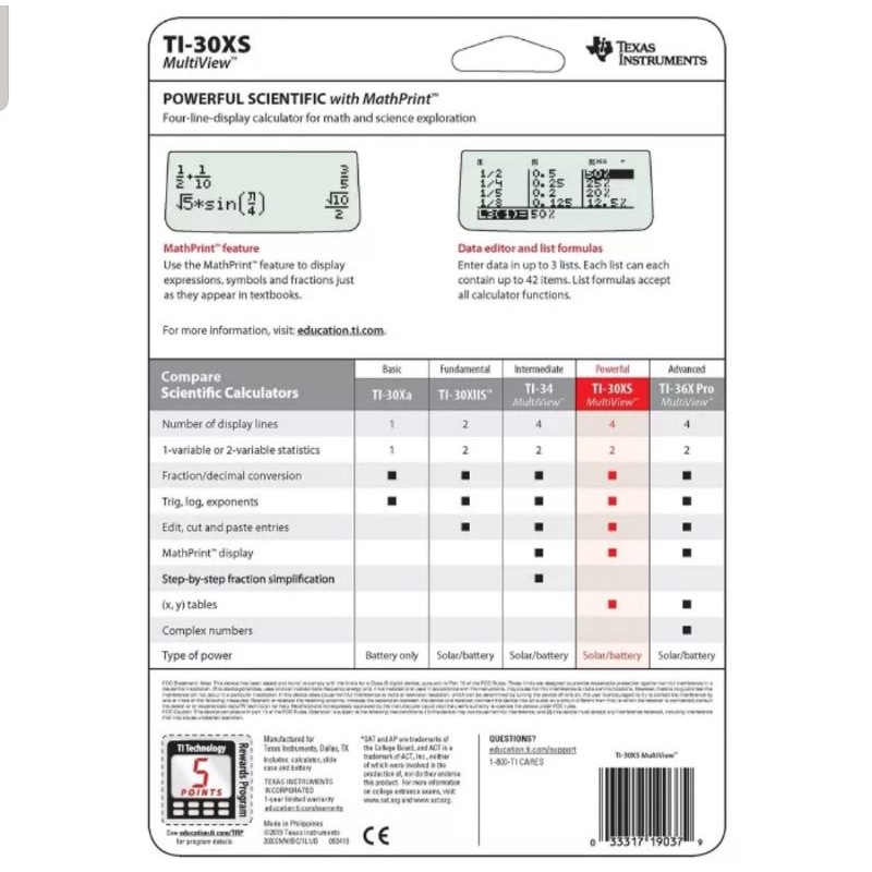 Máy tính khoa học Texas Instruments TI-30XS MultiView TI 30 XS | Shopee  Việt Nam