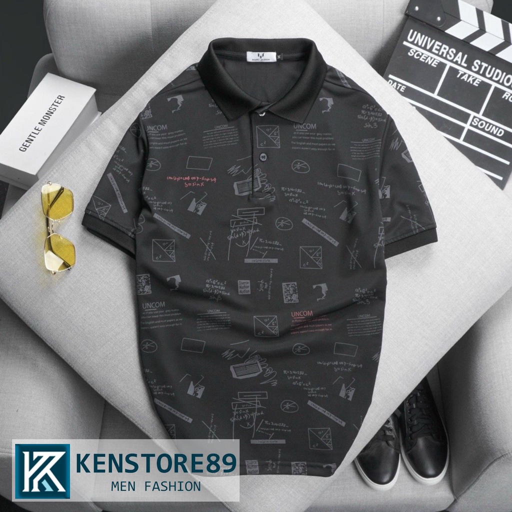 Áo thun nam có cổ polo MATH họa tiết cá tính KENSTORE89 ATV238