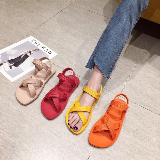 KATE19 Sandal nhựa quai chéo đi mưa thoải mái