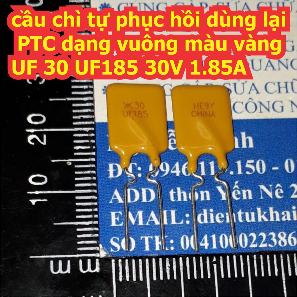 cầu chì tự phục hồi dùng lại PTC dạng vuông màu vàng UF 30 UF110 ~ UF900 30V 1.1A ~ 9A kde7531