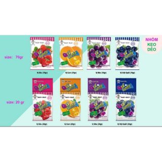 Kẹo Dẻo Trái Cây Tươi TAIWAN QQ' Gummies Fruit Juice Vị Cam / Dâu / Nho / Việt Quất  20 gram và 70g