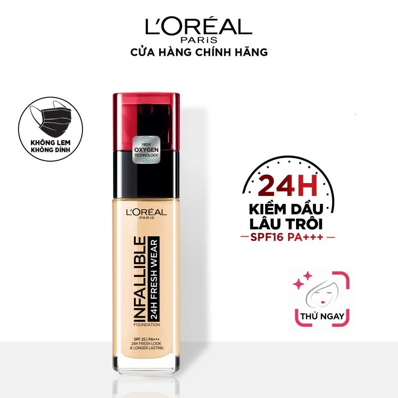 Kem nền mịn nhẹ lâu trôi L'Oreal Paris Infallible 24h Fresh Wear Liquid Foundation 30ml