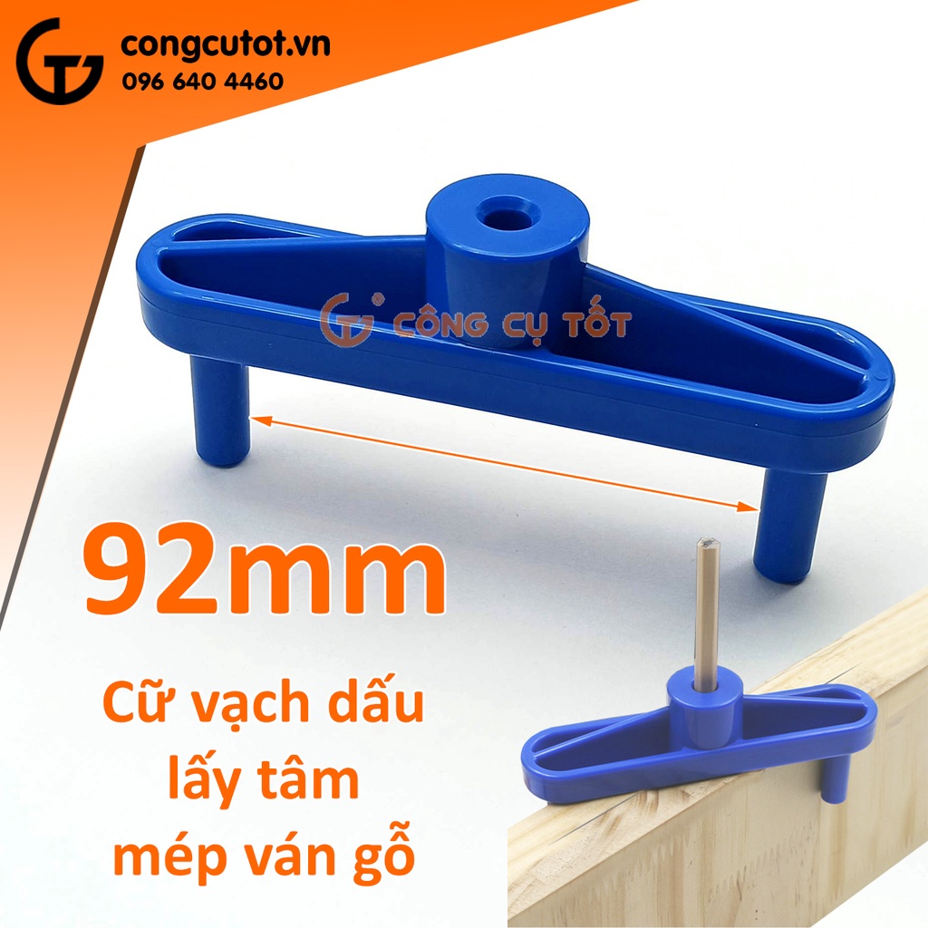 Cữ vạch dấu tâm mép ván gỗ dày tối đa 92mm bằng nhựa ABS