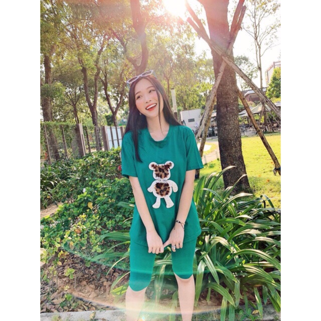 Set gấu beo đính hạt bẹc và nơ siêu xinh