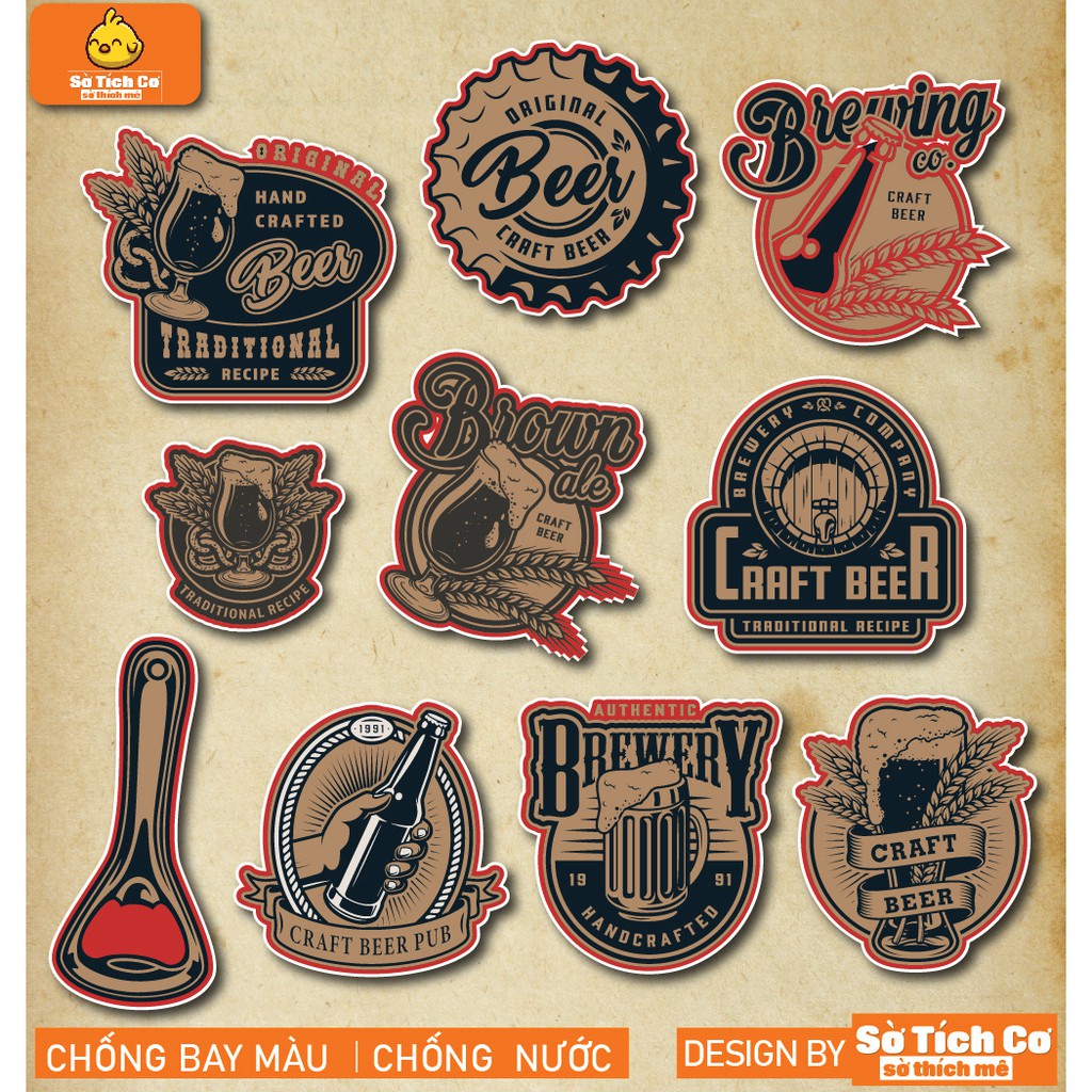 Vintage Beer dán điện thoại, laptop, mũ bảo hiểm, guitar, vali MSP: V05