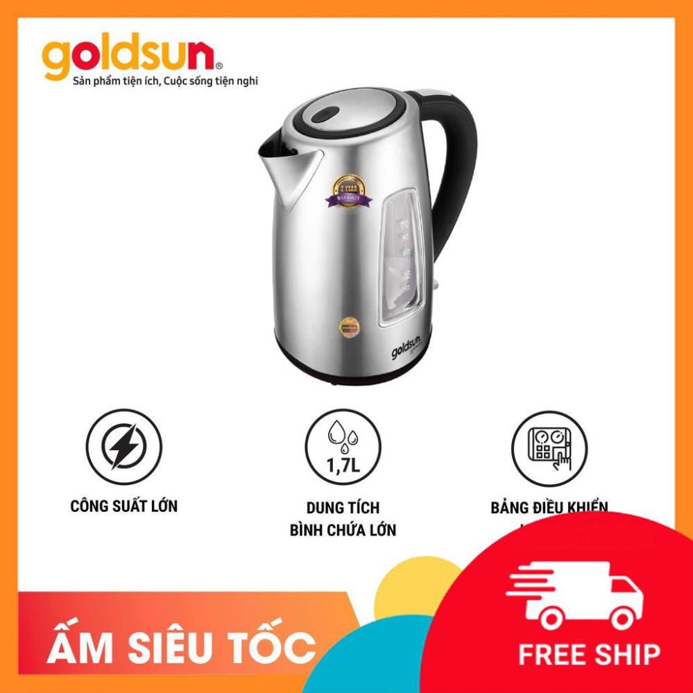 [GOLDSUN VIỆT NAM] Ấm Siêu Tốc Inox GOLDSUN 1.7L- Tiêu Chuẩn Châu Âu Cao Cấp- Thiết Kế Sang Trọng, Đẳng Cấp- GPK617SS