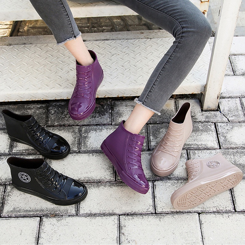 Giày nhựa đi mưa Qiaoyiluo chống trượt chống thấm nước thiết kế cao cấp thời trang dành cho nữ