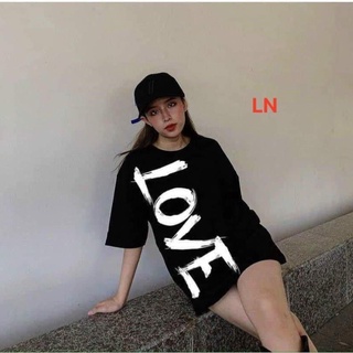 Áo phông trắng tay lỡ in chữ Love to