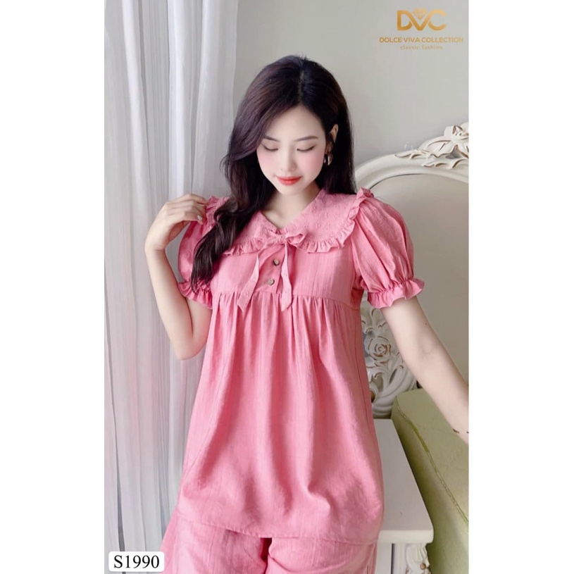 [VTK]  Set áo chất đũi thái cổ sen mix nơ tiểu thư S1990_Mie Design [kèm ảnh thật] | BigBuy360 - bigbuy360.vn