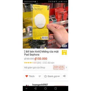 [Bill bên hình] Miếng rửa mặt Sephora pad