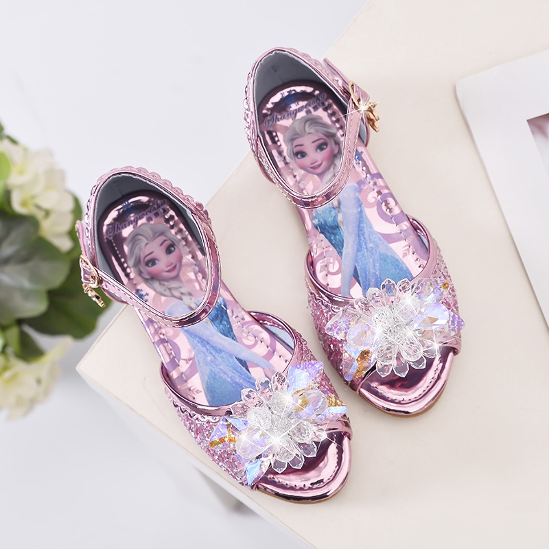 Giày Sandals đế bằng in hình công chúa Frozen đáng yêu thời trang hè cho bé gái size 25-36