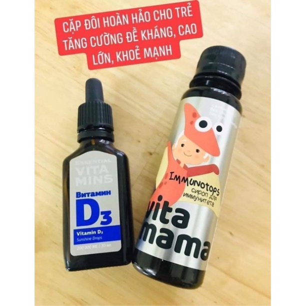 Siro tăng sức đề kháng cho bé Vitamama. Immunotops Syrup - Siberian Wellness - 95ml