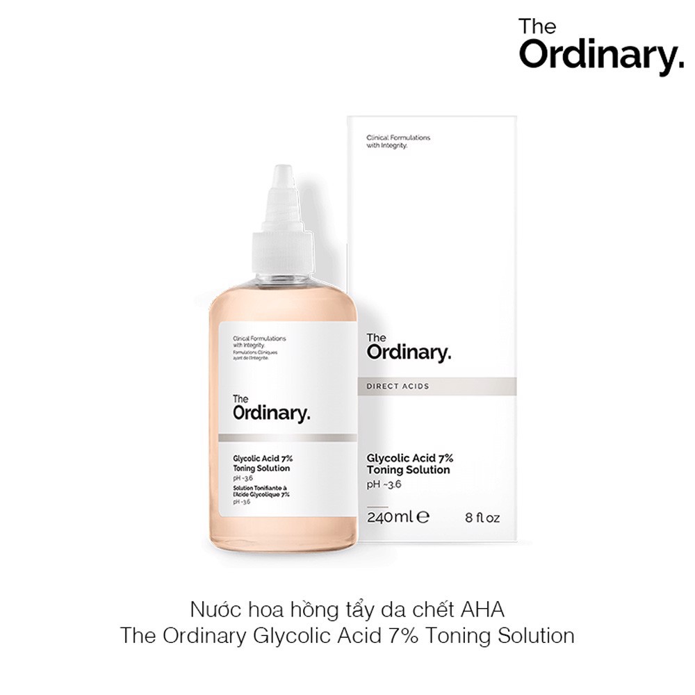 [Hộp lem, rò rỉ nhẹ] Toner tẩy da chết hóa học The Ordinary Glycolic Acid (AHA) 7% Toning Solution 240ml (Bill Anh)