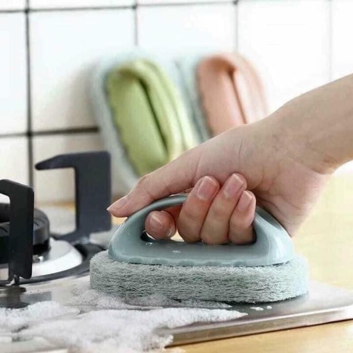 Cọ bếp chà bồn nhà tắm cọ cửa kính có tay cầm chất liệu bọt biển làm sạch đa năng chống xước/cọ bếp/nhà cửa đời sống.*