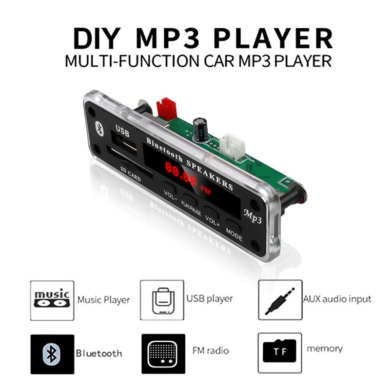 Mô-đun bảng mạch giải mã âm thanh Bluetooth Mp3 DC 12V hỗ trợ USB SD thẻ nhớ phù hợp cho xe hơi