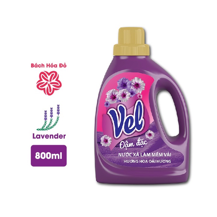 Nước xả vải VEL ĐẬM ĐẶC chai 800ml - Hương Lavender (chuyên dụng cho tiệm Giặt Ủi)