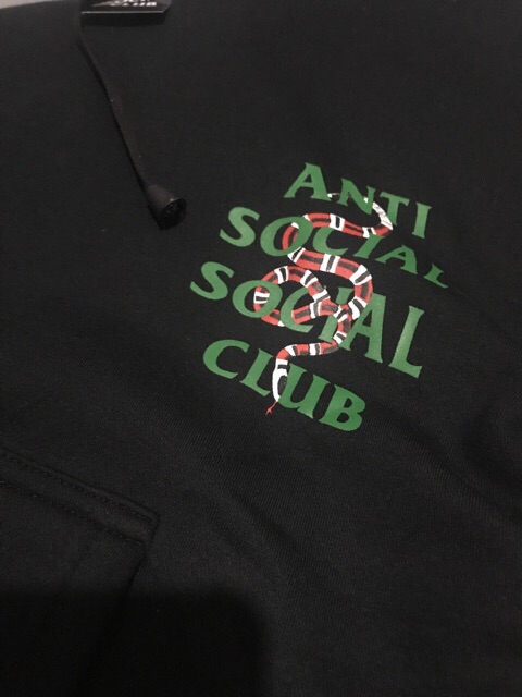 Áo Khoác Hoodie In Chữ Anti Social Social Club X Gvcci Snake Assc X Gxci Hype